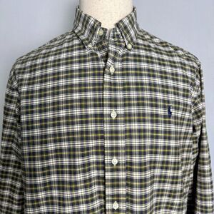 Ralph Lauren Classic Fit Long Sleeve Button Down XL Plaid Blue Green Yellow Whi.